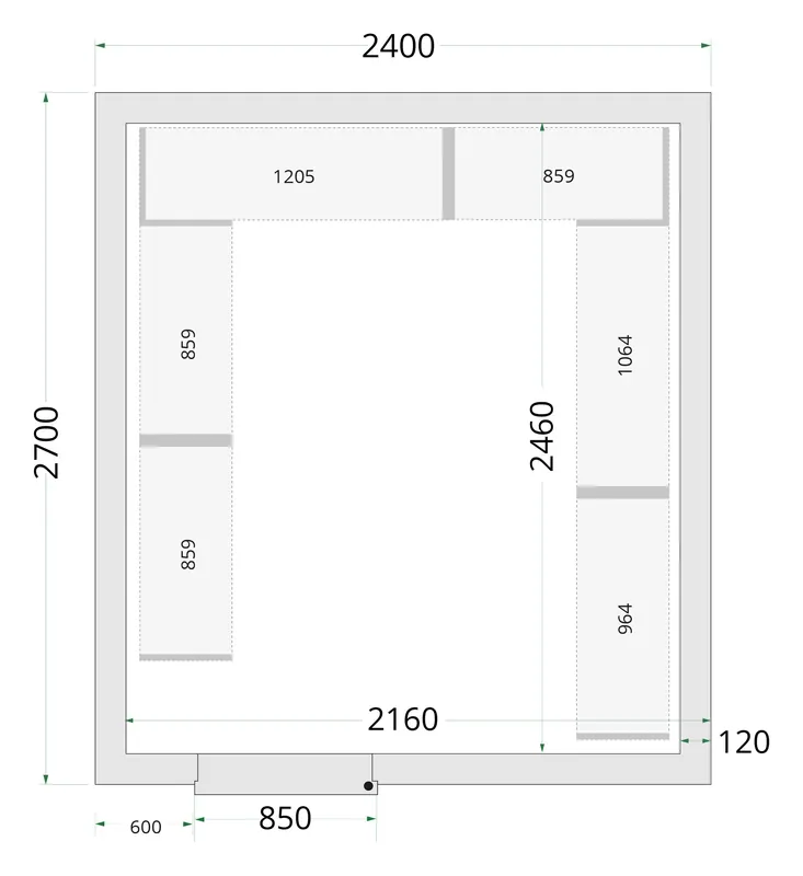 Tefcold Paneles de cámara frigorífica 120 mm CR 240x270x220 WD