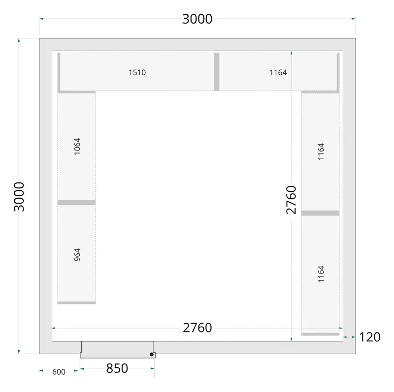 Tefcold Paneles de cámara frigorífica 120 mm CR 300x300x220 WD