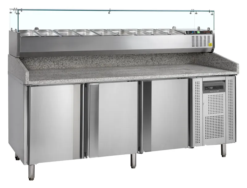 Tefcold Mesa para pizza, incl. unidad de condimentos PT1300 + GVC38-200 - Mesas frías de pizza