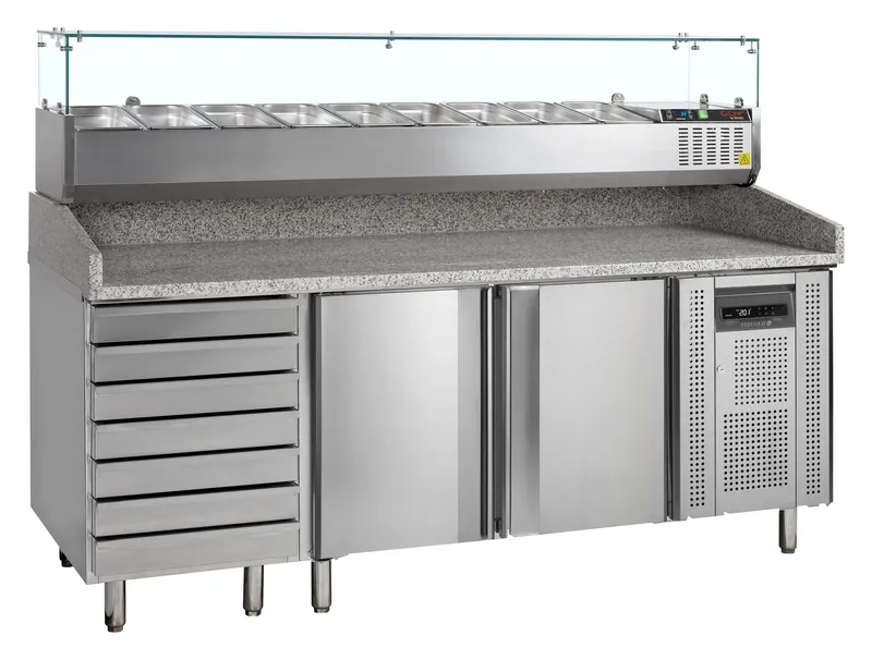 Tefcold Mesa para pizza, incl. unidad de condimentos PT1310 + GVC38-200 - Mesas frías de pizza
