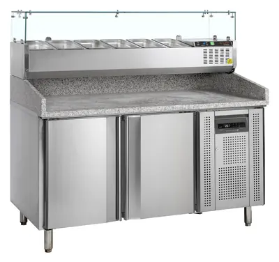 Tefcold Mesa para pizza, incl. unidad de condimentos PT1200 + GVC38-150 - Mesas frías de pizza