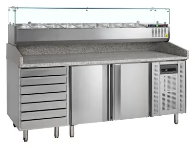 Tefcold Mesa para pizza, incl. unidad de condimentos PT1310 + GVC38-200 - Mesas frías de pizza